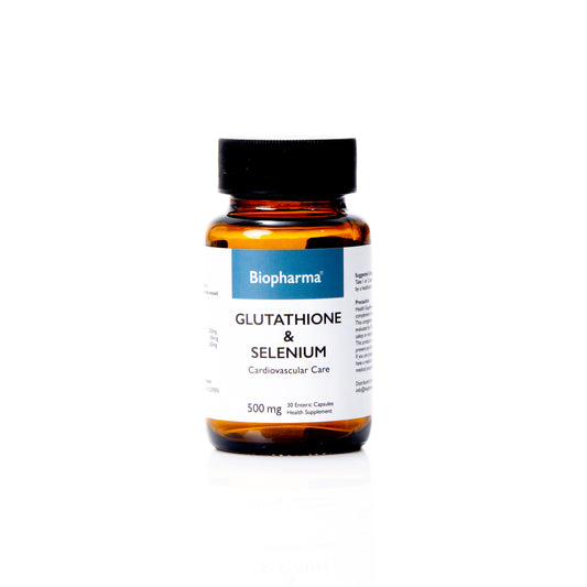 Biopharma Glutathione & Selenium 500mg Supplements (Enteric Coated) - 30 Capsules